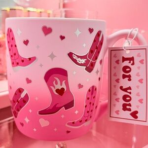 Pink Cowgirl Boots Ceramic Mug Western Valentine Aesthetic Coffee Cup